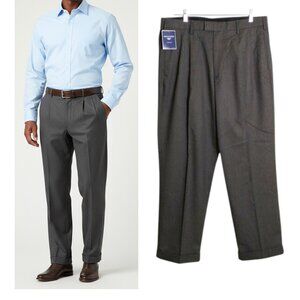 Dockers Pleated Dress Pants Men's Gray Pinstripe 34 x 29 Relaxed Cuffed Straight